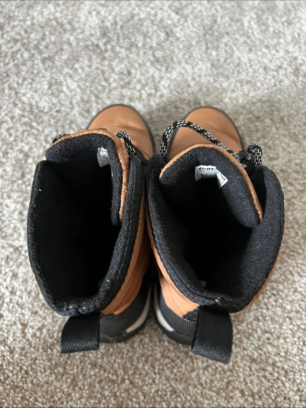 Sorel Tan and Black Insulated Winter Boots
